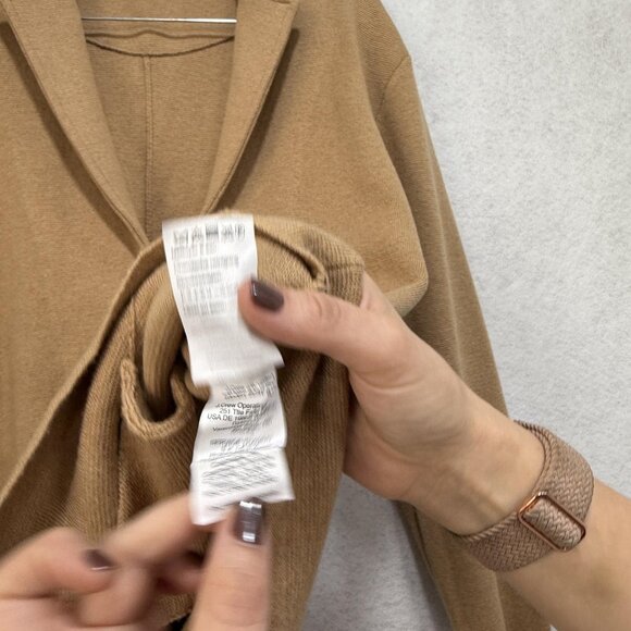 J Crew Blazer Womens 2 Large Tan Sweater Knit 2 Button Patch Pockets 570018 - Picture 7 of 11